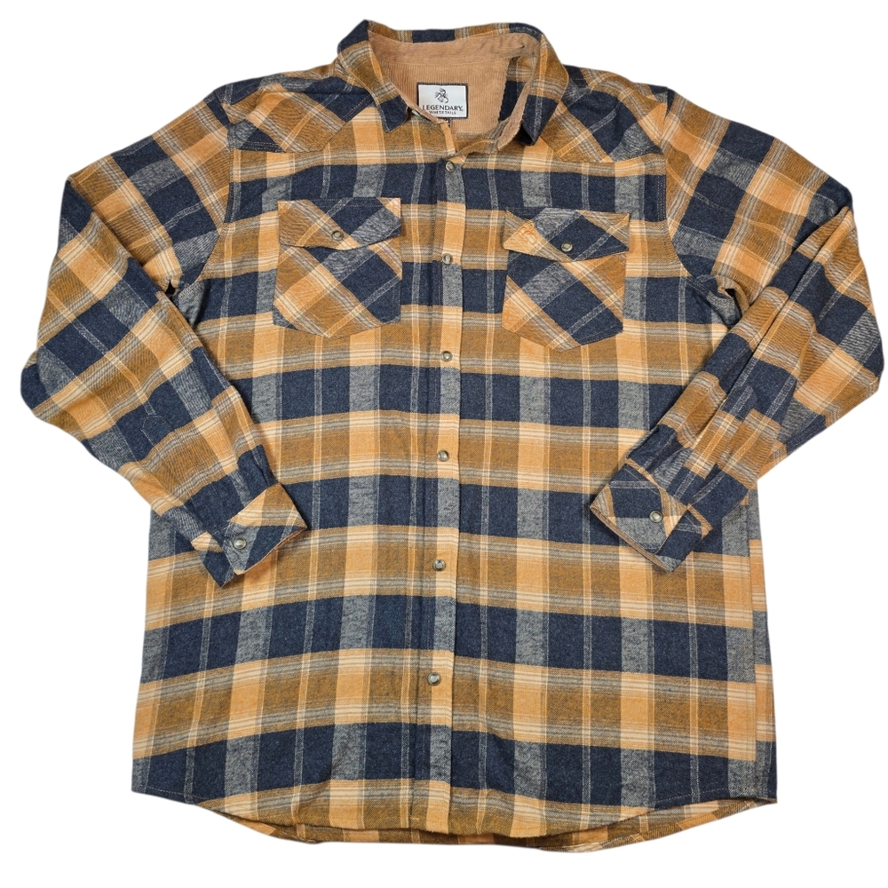 Legendary Whitetails Men's‎ Brown Plaid Western Pearl Snap Flannel Shirt, Sz XLT